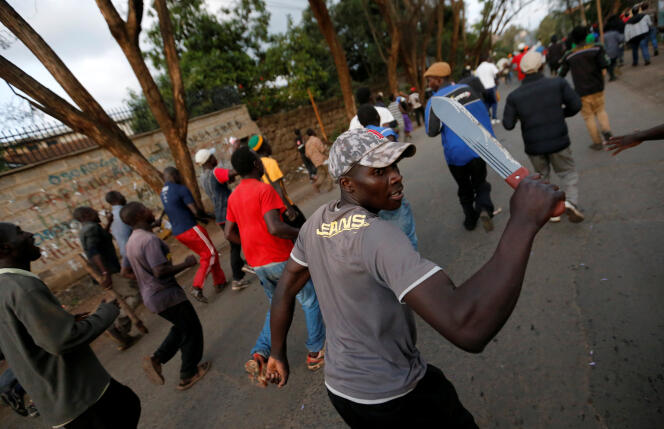 Manifestation dans le bidonville de Kawangware, à Nairobi, le 28 octobre.