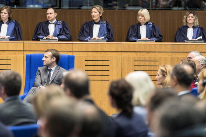 Emmanuel Macron à la Cour européenne des droits de l’homme, à Strasbourg, le 31 octobre.
