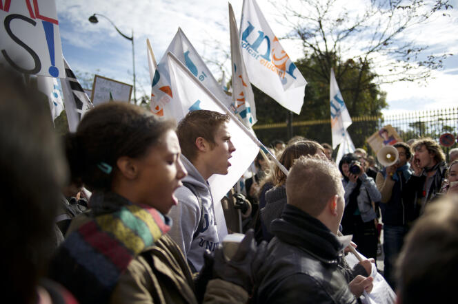 Manifestation de l’UNEF, à Paris, en octobre 2010.