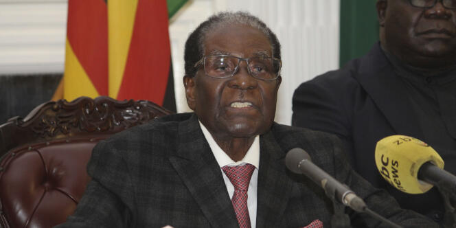 Robert Mugabe lors de son allocution télévisée le 19 novembre 2017 à Hararé.
