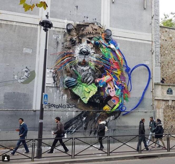 « Le Castor », de Bordalo II, rue du Chevaleret, Paris 13e.
