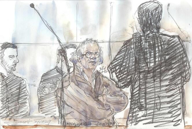 Un dessin d’audience montre Abdelhakim Dekhar lors de son procès, le 17 novembre.