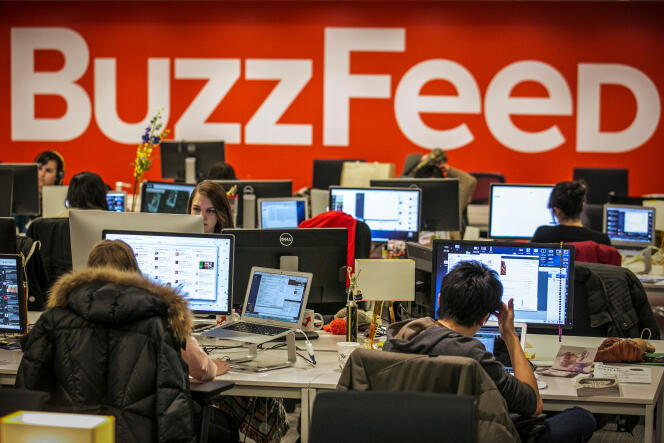 Dans les locaux de « BuzzFeed » à New York, en janvier 2014.