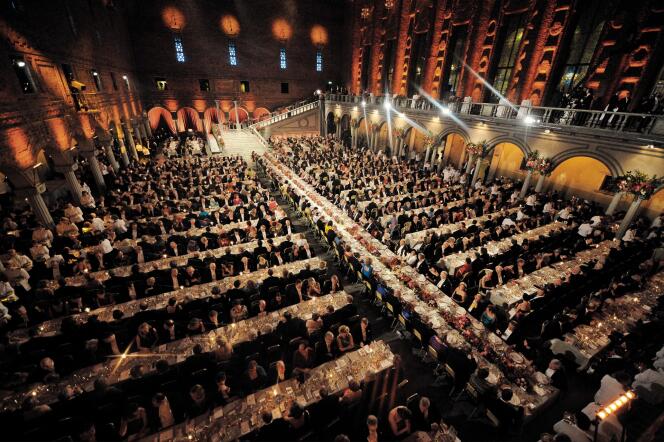 Le traditionnel dîner a lieu dans le « hall bleu » de la mairie de Stockholm (ici, en 2008).