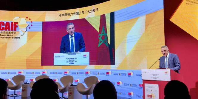 Le ministre marocain de l’industrie Moulay Hafid Elalamy lors du Forum sino-africain pour les investissements organisé à Marrakech les 28  et 29 novembre 2017.