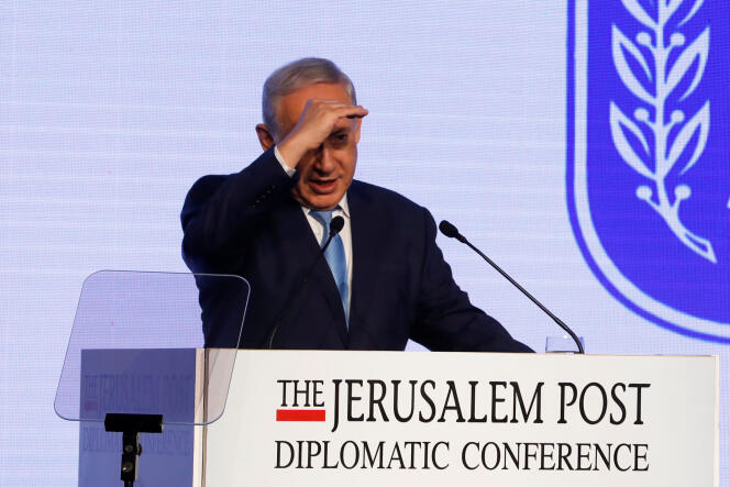 Benyamin Nétanyahou, lors d’une conférence du « Jerusalem Post », à Jérusalem, le 6 décembre.