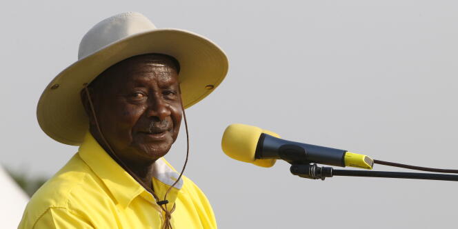 Le président ougandais, Yoweri Museveni, en meeting à Kampala, le 11 février 2016.