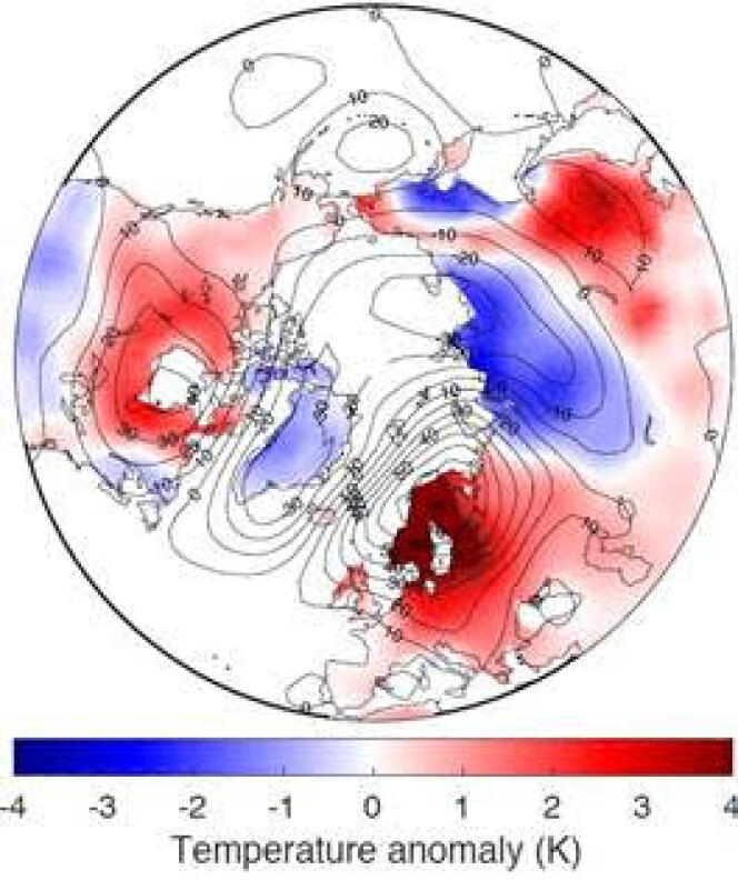 Simulation d’une vague extrême de chaleur et de froid dans l’hémisphère Nord.