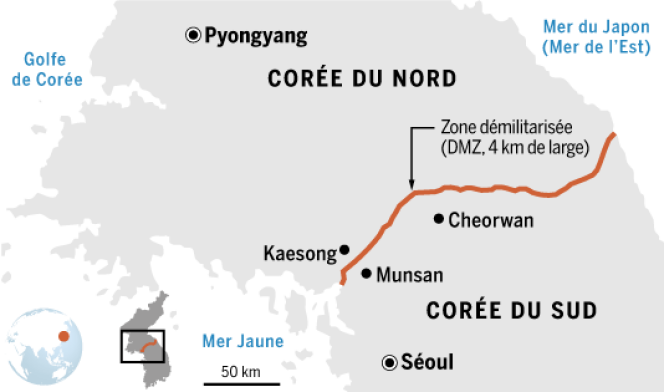 La Corée du Nord et la Corée du Sud sont séparées par une zone démilitarisée.