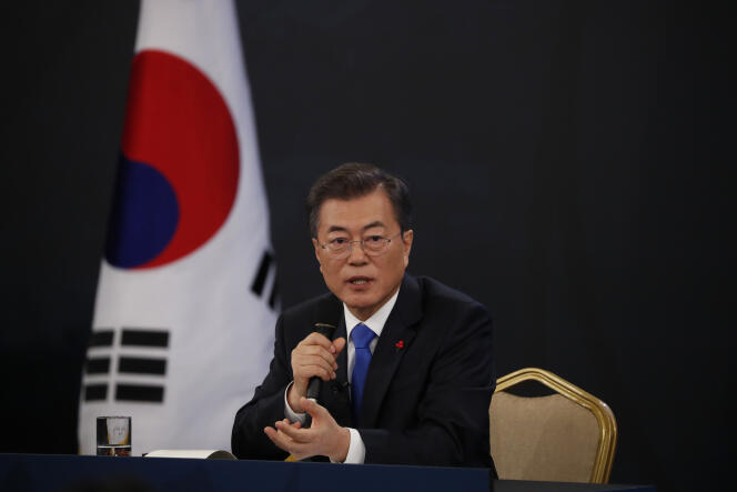 Le président de la Corée du Sud, Moon Jae-in, lors d’une conférence de presse le 10 janvier à Séoul.