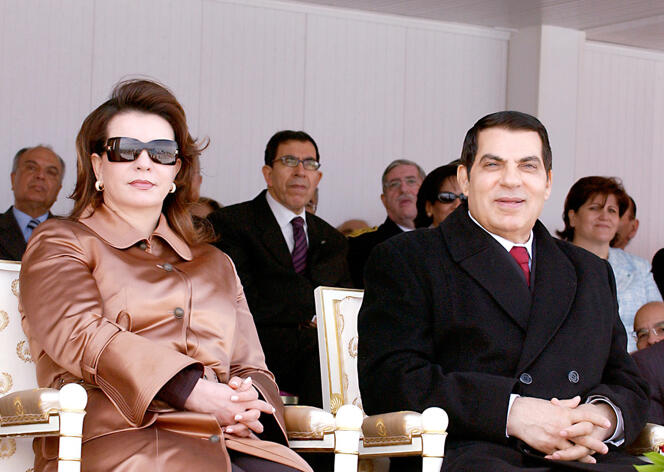 Zine El-Abidine Ben Ali et sa seconde épouse, Leïla Trabelsi, le 21 mars 2006 à Tunis.