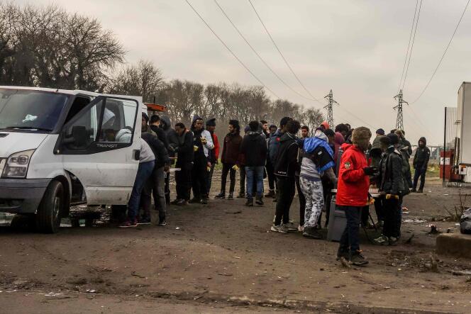 Distribution de nourriture aux migrants, à Calais, le 12 janvier.