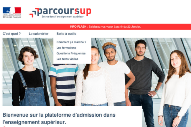 La page d’accueil de Parcoursup, qui doit ouvrir lundi 15 janvier 2018.
