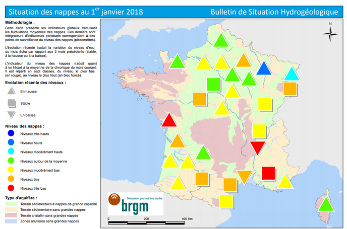 carte nappe phréatique france En France, deux tiers des nappes phréatiques sont à un niveau 