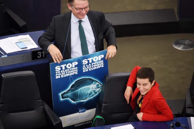 Les députés européens Philippe Lamberts et Ska Keller  (les Verts ) au Parlement européen de Strasbourg, le 16 janvier.