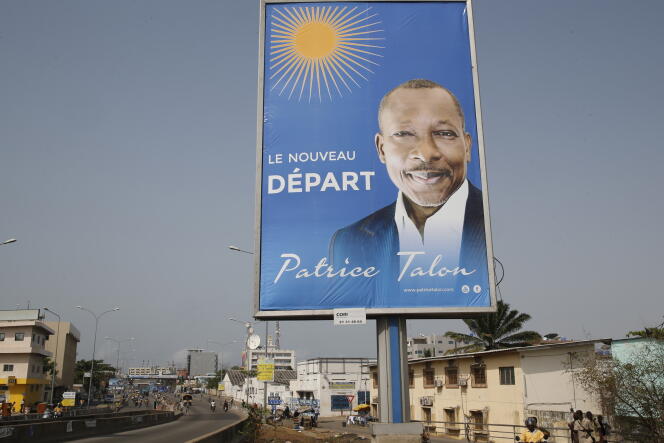 Une affiche représentant Patrice Talon lors de la campagne pour l’élection présidentielle de 2016, à Cotonou.