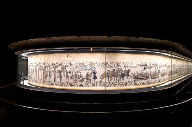 La tapisserie de Bayeux relate la conquête normande de l’Angleterre.