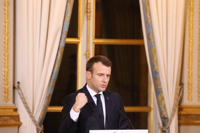 Le président Emmanuel Macron lors de sa conférence de presse avec le président argentin, le 25 janvier, à l’Elysée, le 26 janvier.