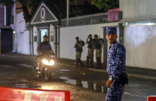 Après la déclaration de l’état d’urgence, à Malé, aux Maldives, le 6 février.