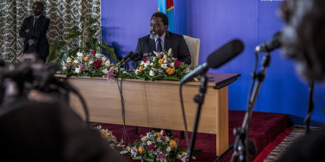 Le président congolais, Joseph Kabila, lors d’une conférence de presse, le 26 janvier 2018, à Kinshasa.