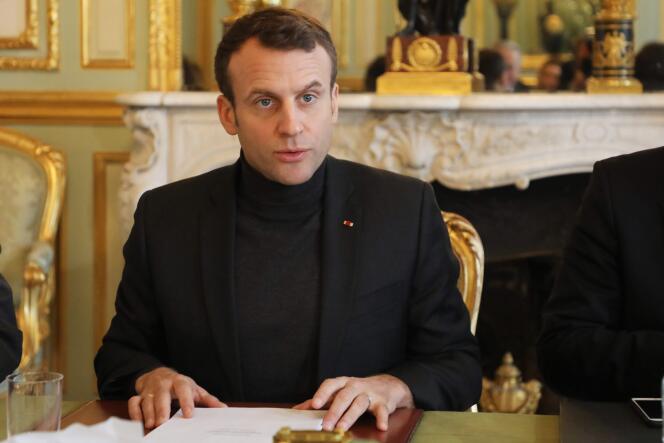 Emmanuel Macron, au palais de l’Elysée, le 9 février.
