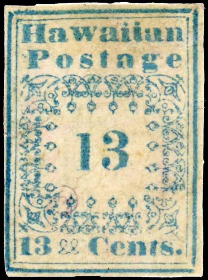 100 000 euros pour ce 13 cents d’Hawaï, dit de la série des « missionnaires », paru en 1851 (vente Behr, clôturée le 8 mars).