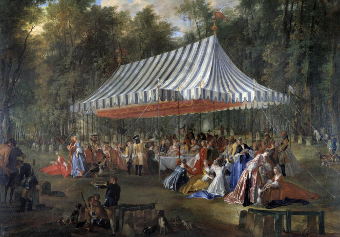 Une fête donnée par le prince de Conti dans la forêt de Cassan, en 1766, œuvre de Michel-Barthélemy Ollivier.