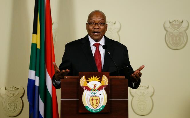 Jacob Zuma lors de l’annonce de sa démission de la présidence de l’Afrique du Sud, à Pretoria, le 14 février.