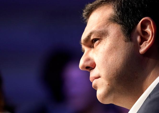 Alexis Tsipras, alors premier ministre grec, lors de la réunion annuelle du Forum économique mondial  à Davos (Suisse), le 24 janvier 2018.