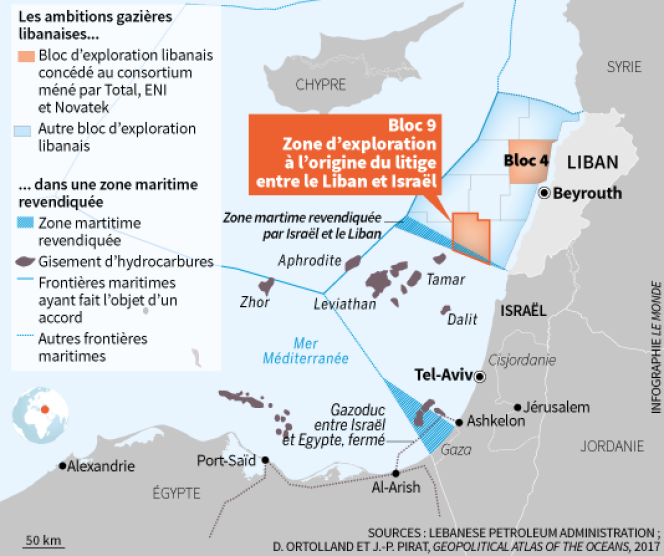Les ambitions gazières libanaises et les zones contestées.