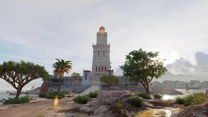 Le phare d’Alexandrie depuis l’île de Pharos.