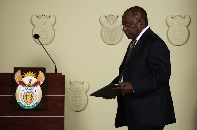 Le président sud-africain Cyril Ramaphosa lors de la présentation de son gouvernement, le 26 février, à Pretoria.