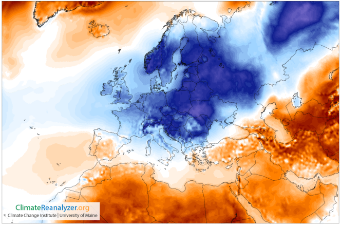 Le Moscou-Paris est à l’origine de températures, significativement au-dessous des normales saisonnières observées entre 1979 et 2000.