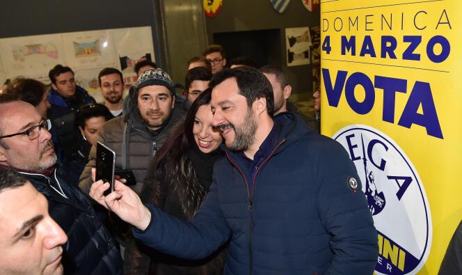 Matteo Salvini, le dirigeant de la Ligue, était en visite à Turin le 28 février.