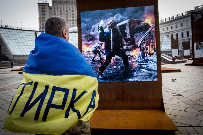 Célébration des 4 ans de la révolution ukrainienne, sur la place Maïdan, à Kiev, le 21 février.