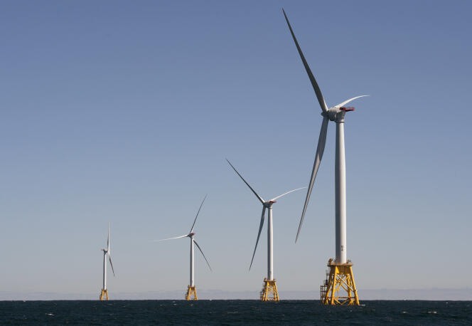 La ferme éolienne de General Electric au large de Block Island, dans le Rhode Island, aux Etats-Unis, en octobre 2016.