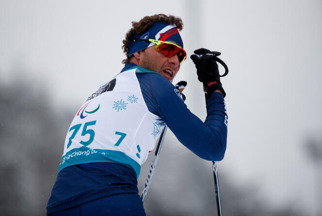 Le champion français Benjamin Daviet, le 16 mars, lors des Jeux paralympiques d’hiver de Pyeongchang.