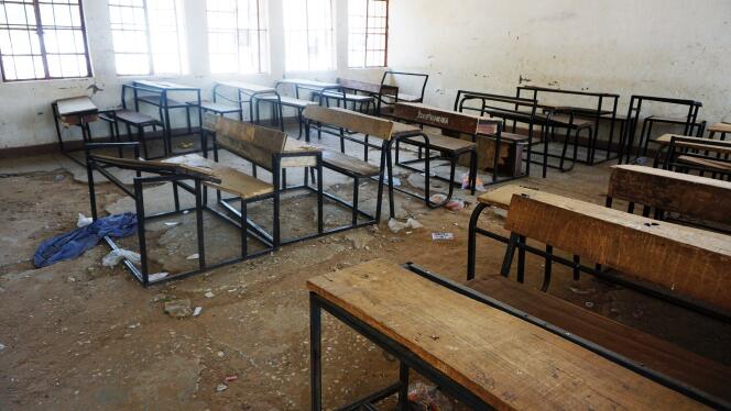 Une classe déserte de l’école de Dapchi, au Nigeria.