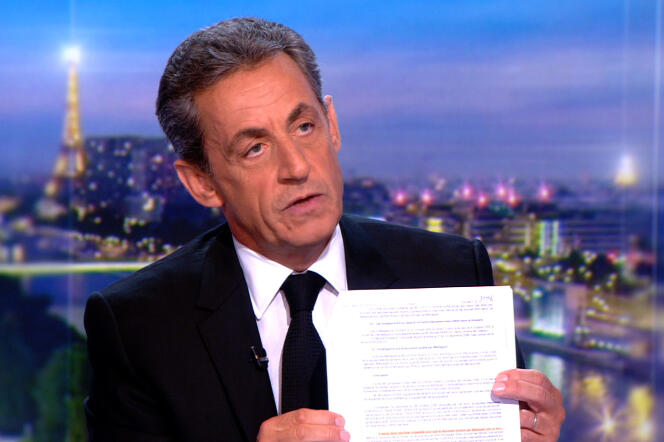L’ancien président français Nicolas Sarkozy lors de l’interview donnée à TF1 le 22 mars.
