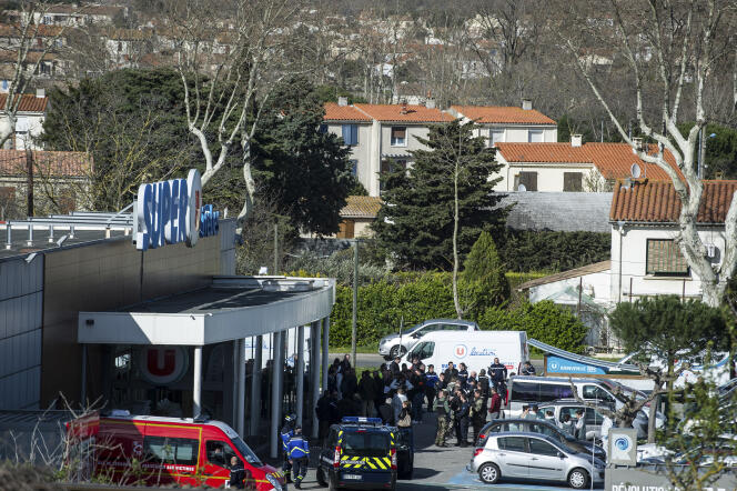 Une attaque terroriste a eu lieu le 23 mars à Carcassonne et Trèbes (Aude). L'assaillant a été abattu dans le supermarché Super U de Trèbes.