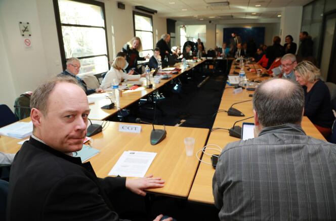 Denis Gravouil, chef de file de la délégation CGT pour la négociation sur l’assurance-chômage, le 22 février.