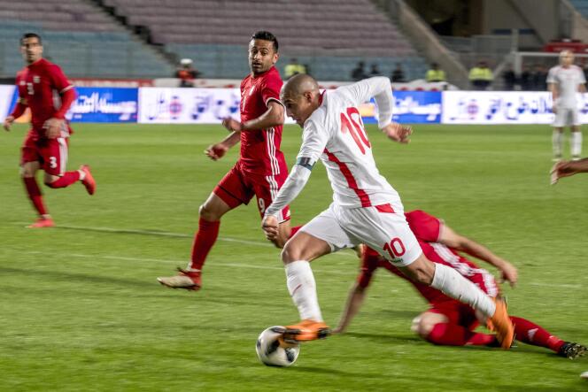 Wahbi Khazri, lors du match amical face à l’Iran, le 23 mars, au stade de Radès, dans la banlieue de Tunis.