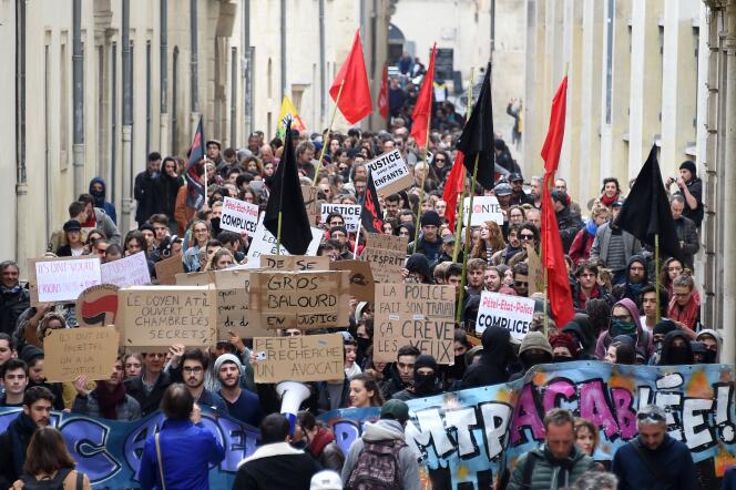 Manifestation d’étudiants, le 30 mars à Montpellier.