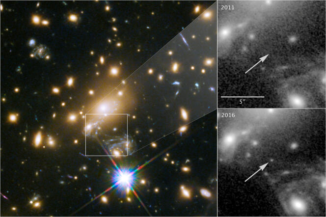 Des images de l’étoile J1149 + 2223 prises par le télescope spatial Hubble, révélées le 2 avril par la NASA.