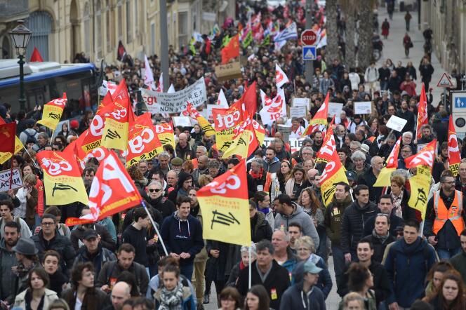 Manifestation à Montpellier, mardi 3 avril.