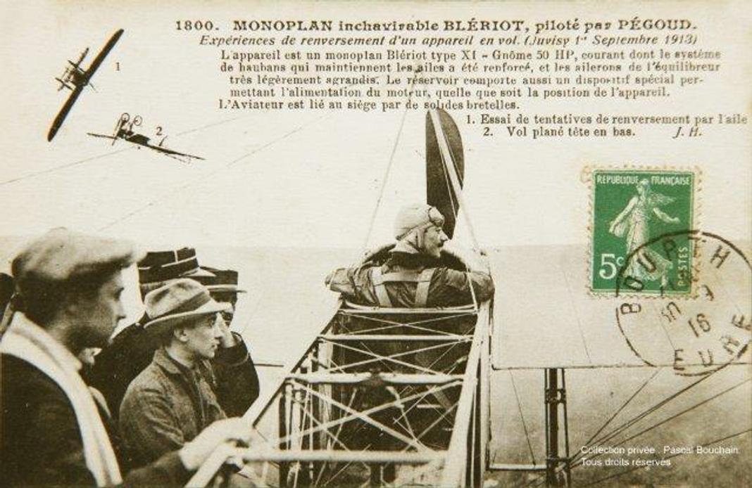 FFA Célestin Adolphe Pégoud réalise le 1er septembre 1913 à Viry-Châtillon (sud de Paris) le premier vol
