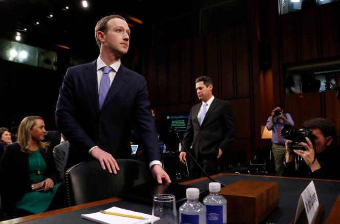 Mark Zuckerberg lors de son audition devant le parlement des Etats-Unis, le 10 avril 2018.