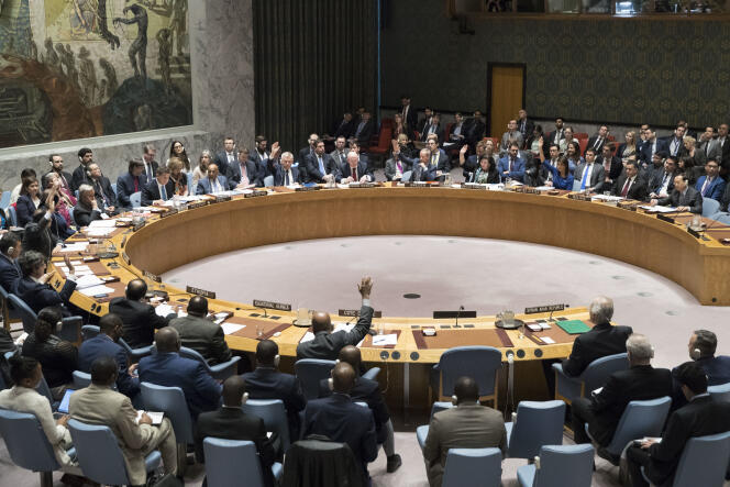 Le Conseil de sécurité des Nations unies, le 14 avril 2018.