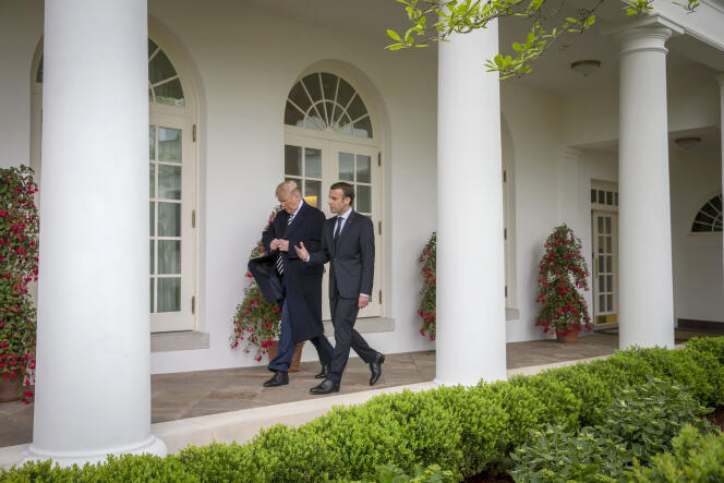 Emmanuel Macron et Donald Trump, à la Maison Blanche à Washington DC, le 24 avril.