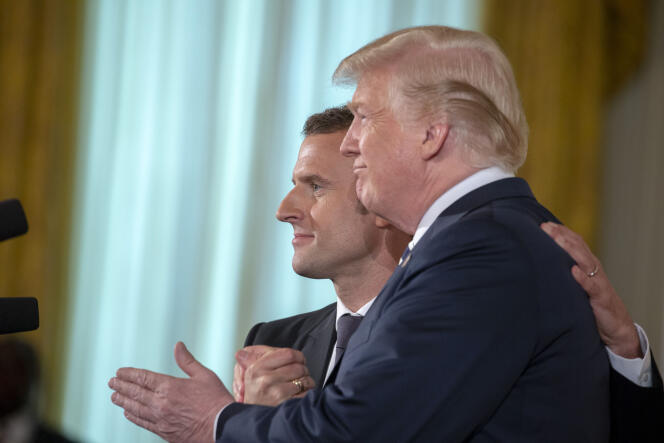 Emmanuel Macron et Donald Trump lors de leur conférence de presse à la Maison Blanche à Washington DC, le 24 avril.